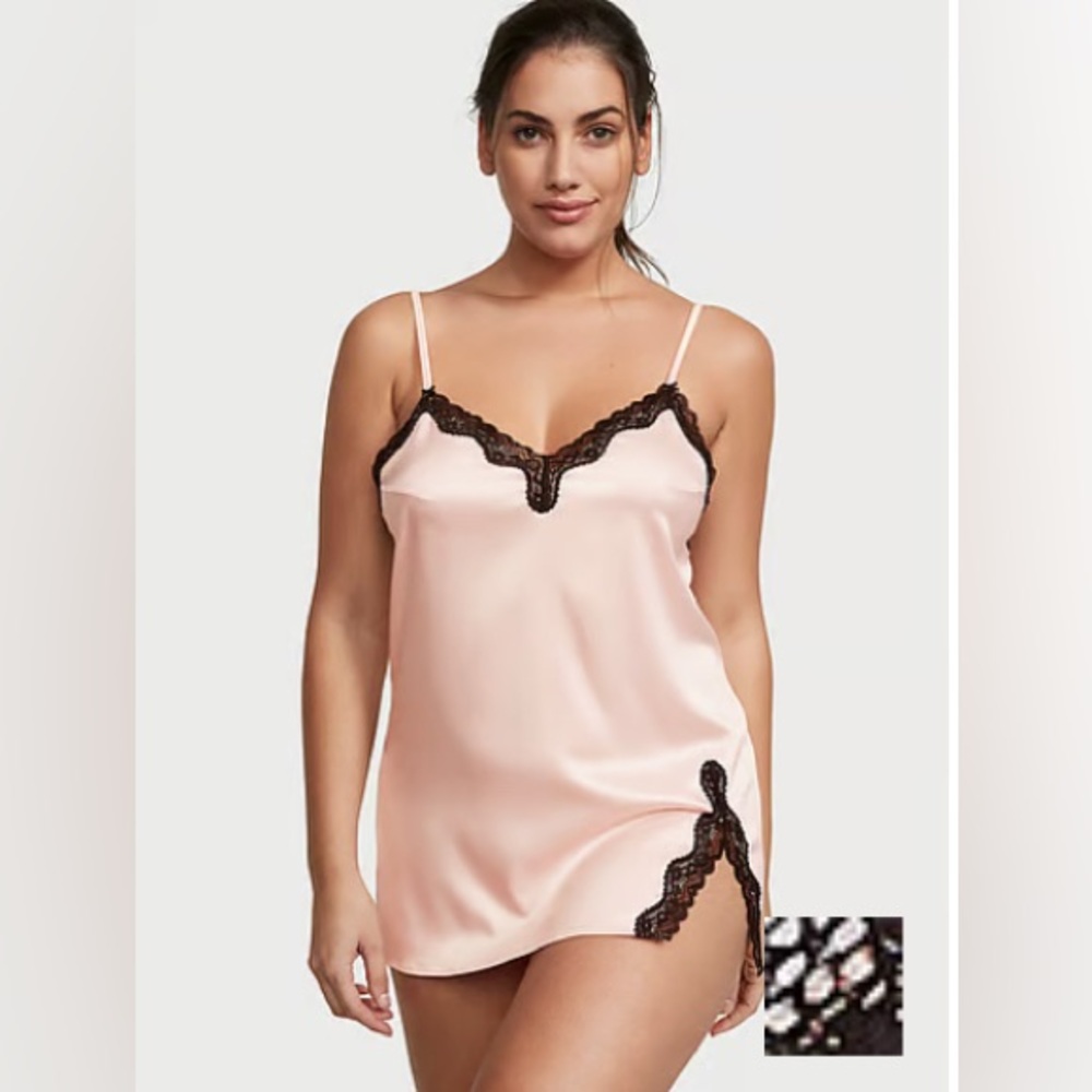 Victoria’s Secret Satin Lace trim mini slip dress